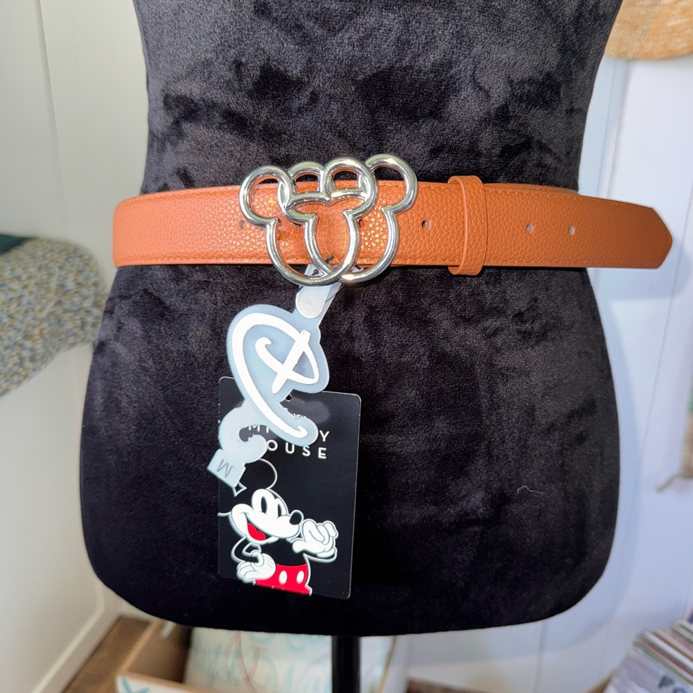 Disney Hidden double mickey mouse status womens belt size medium brown NWT